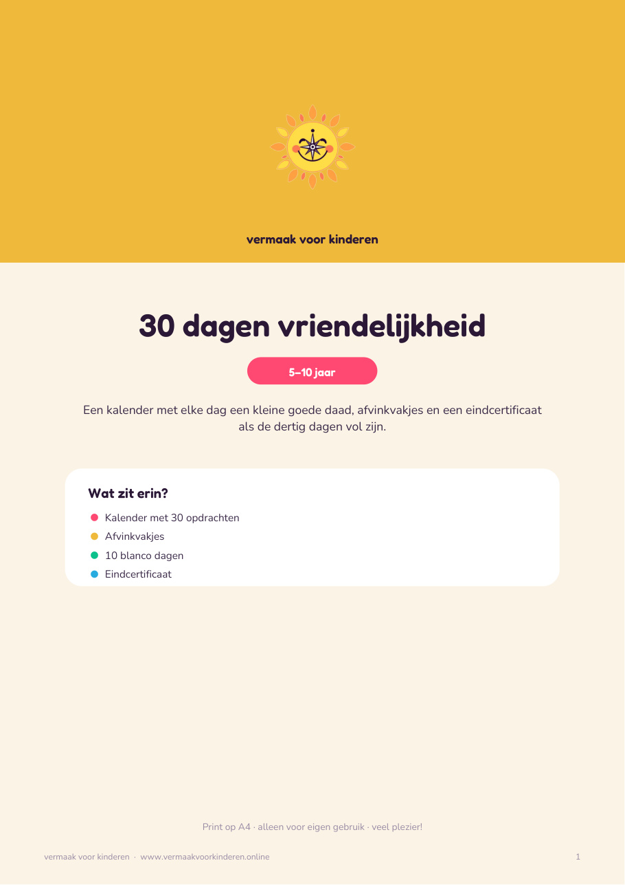 Cover van 30 dagen vriendelijkheid