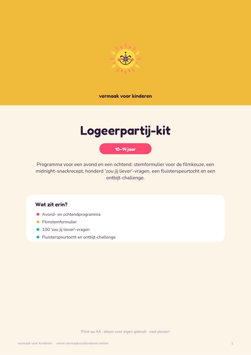 Cover van Logeerpartij-kit