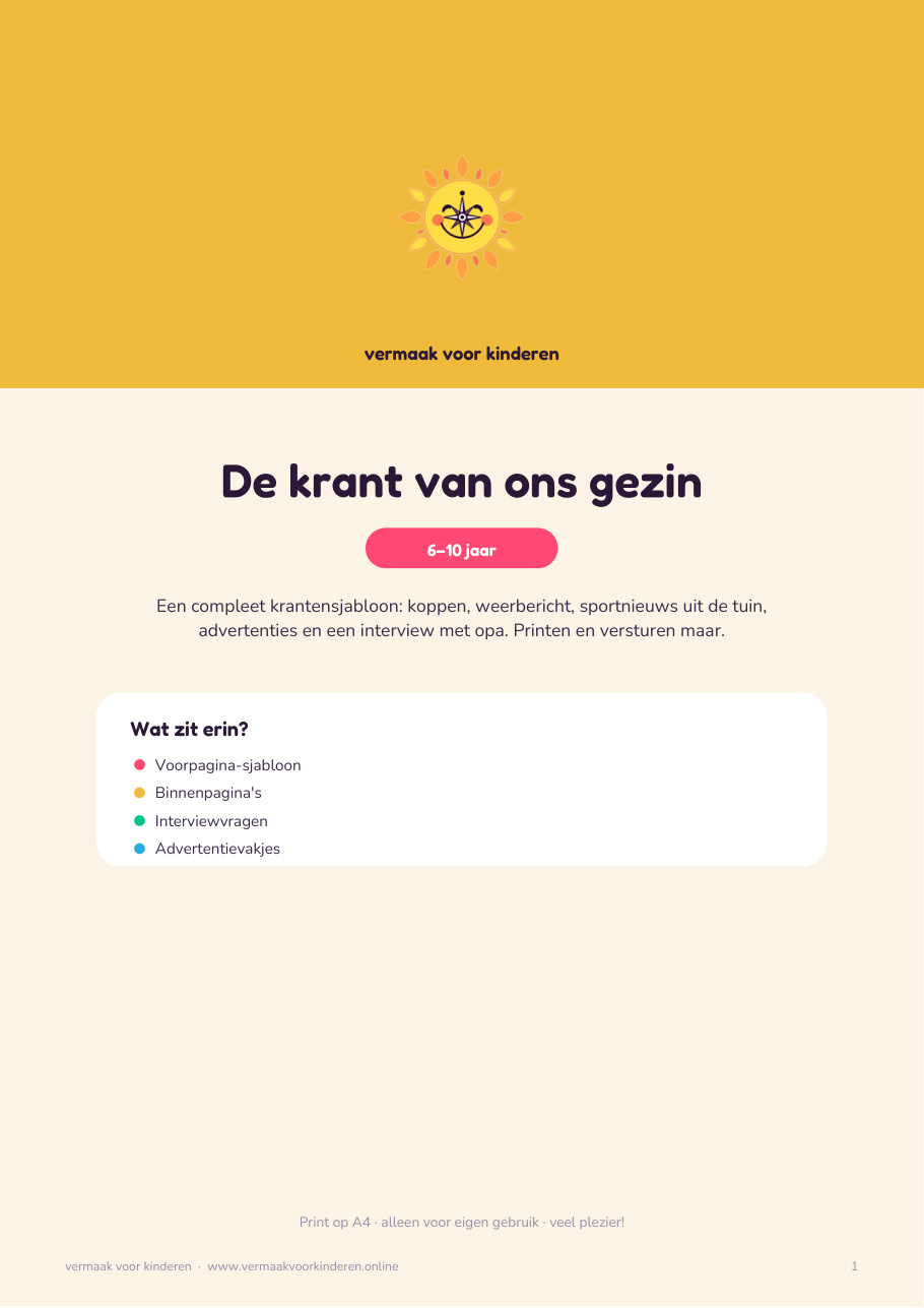 Cover van De krant van ons gezin