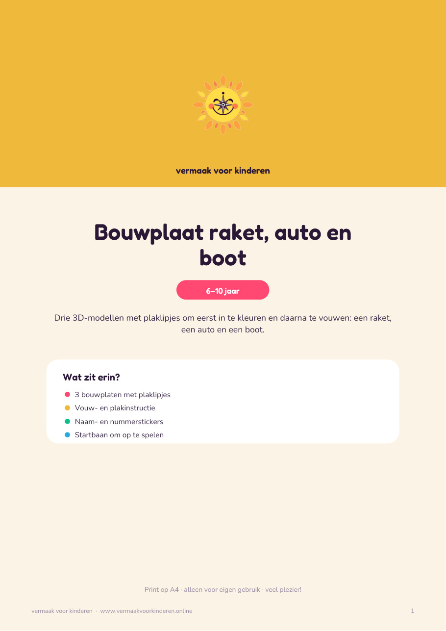 Cover van Bouwplaat raket, auto en boot