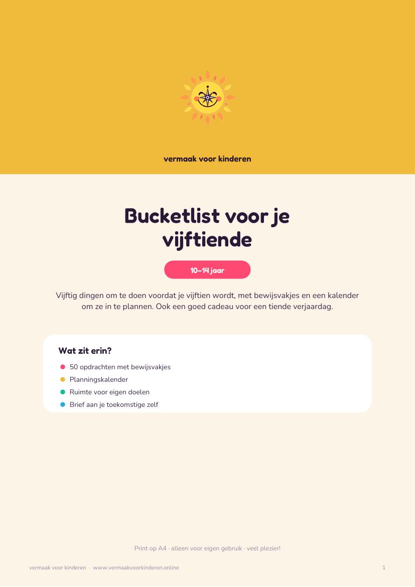 Cover van Bucketlist voor je vijftiende