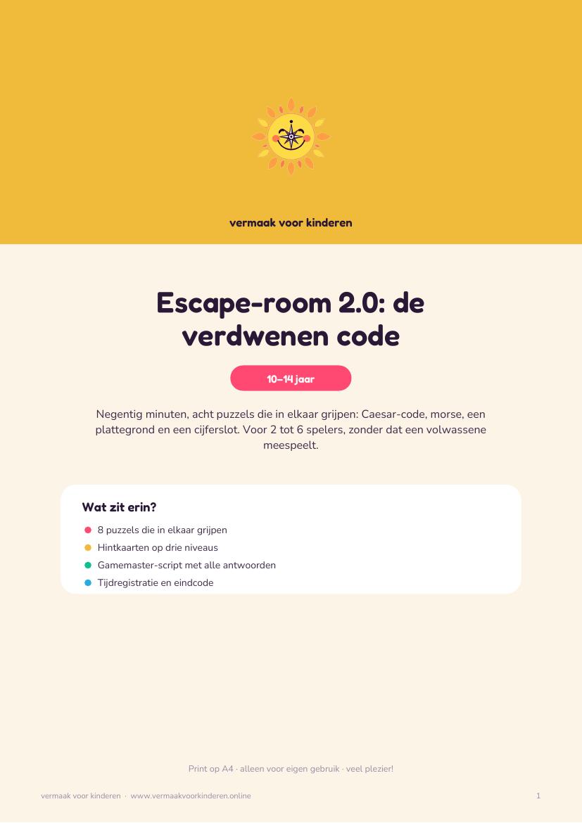 Cover van Escape-room 2.0: de verdwenen code