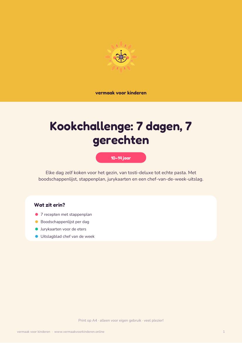 Cover van Kookchallenge: 7 dagen, 7 gerechten