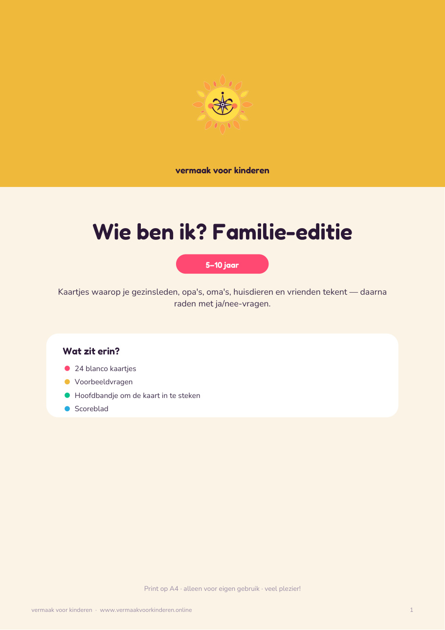 Cover van Wie ben ik? Familie-editie